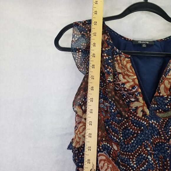 Madewell Lily Dress Womens XS Sea Floral Dark Botanical Print Navy Ruffles Lined - Picture 14 of 15